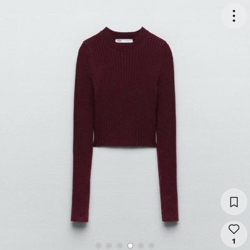 Zara burgundy ribbed knit top